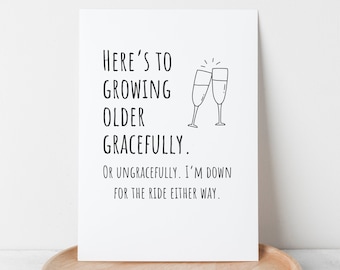 Grappige verjaardagskaart voor man/vrouw: wijntoast (digitale download)