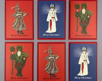 6 Pack Mixed Christmas Cards (Santa Lucia, Holly King, Mummer)