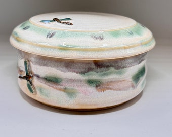 Small Lidded Jewelry dragonfly dish.