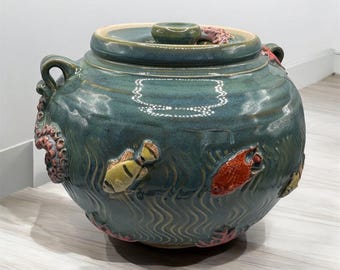 Ceramic under the sea cookie jar, handmade.