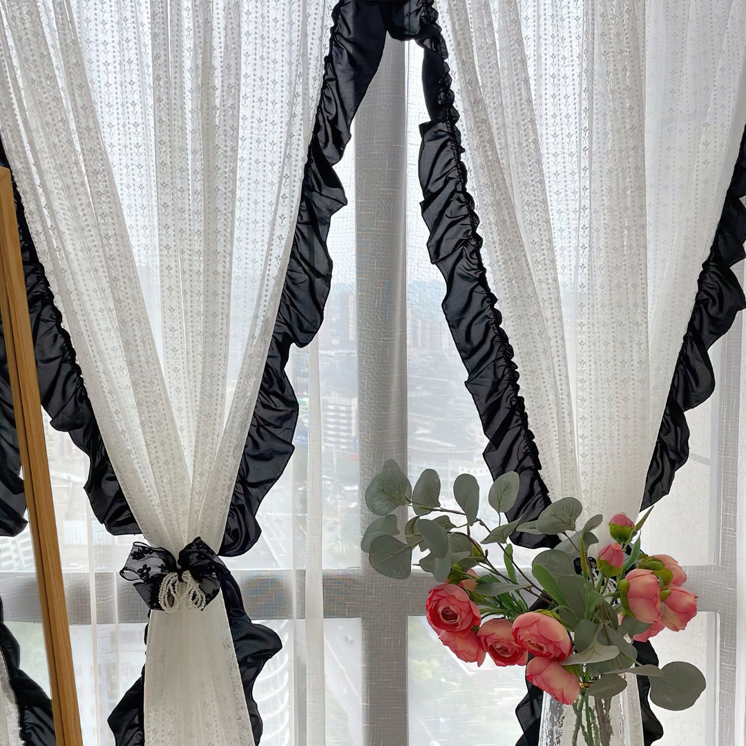 Modern Floral Embroidery Net Curtain Fabric – Lace Tulle Sheer Panel Material (1 Piece, Unprocessed)