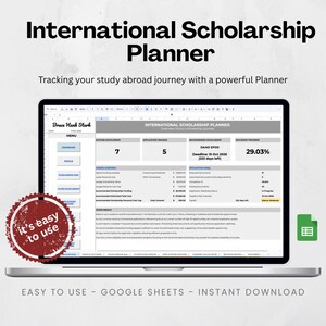 International Scholarship Tracker Google Sheets | Study Abroad Planner | Planner Application | Decision Matrix | Funding Calculator