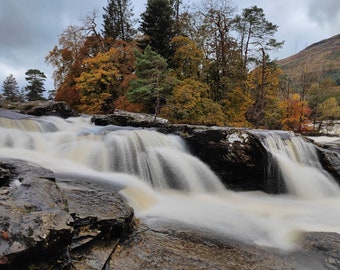 Scottish waterfall wall art - art photo - waterfall scene - Scotland art - Scottish art - photo of scotland - waterfall landscape - sea art