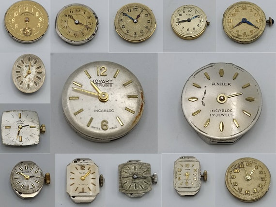 Lot of 14 Watch Mechanisms and Parts - image 1