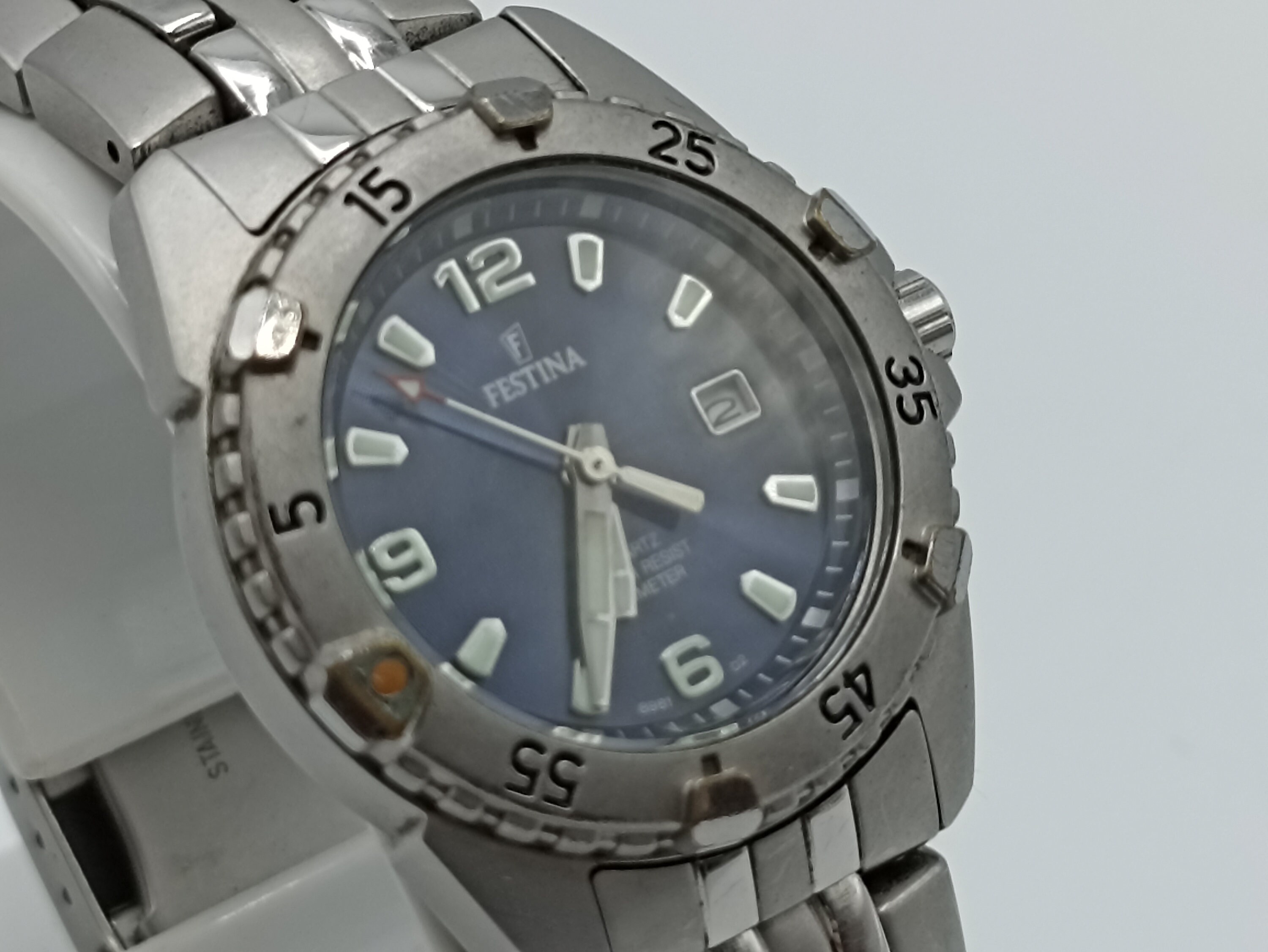 Festina Quartz 16170 Vintage Men s Watch Blue Dial Japan Movement Durable Stainless Steel Etsy Ireland