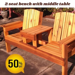 Double Bench with Middle Table Build Plans: Outdoor Bench (Digital Download)