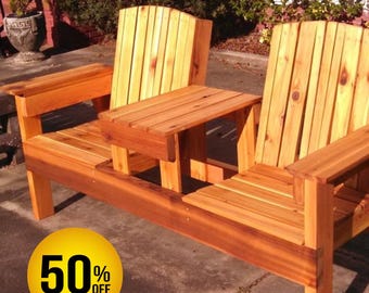 Double Bench with Middle Table Build Plans: Outdoor Bench (Digital Download)