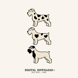 Schnauzer Pet PNG Dog Pets Gift Animated Digital Download Dog Printable Dog Fan Canine Graphic Dog Clean Heart Patches PNG