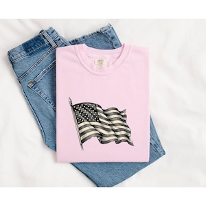 Flagge Sterne Shirt Amerika Freiheit Geschenk Frauen Old School T-Shirt Stern T-Shirt Patriot Fan Retro Tshirt Freiheit Grafik Doodle Stern Muster Tshirt