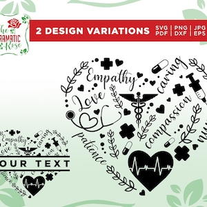 verpleegkundige bijvoeglijke naamwoorden en pictogrammen svg, Bestanden voor snijmachines, digitale clipart, verpleegkundig leven, verpleegkundige svg, hart, naald, logo, stethoscoop