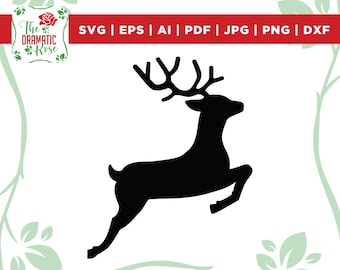 Reindeer, reindeer silhouette, flying reindeer svg, deer svg, reindeer png, reindeer clipart, reindeer cricut silhouette svg cut file