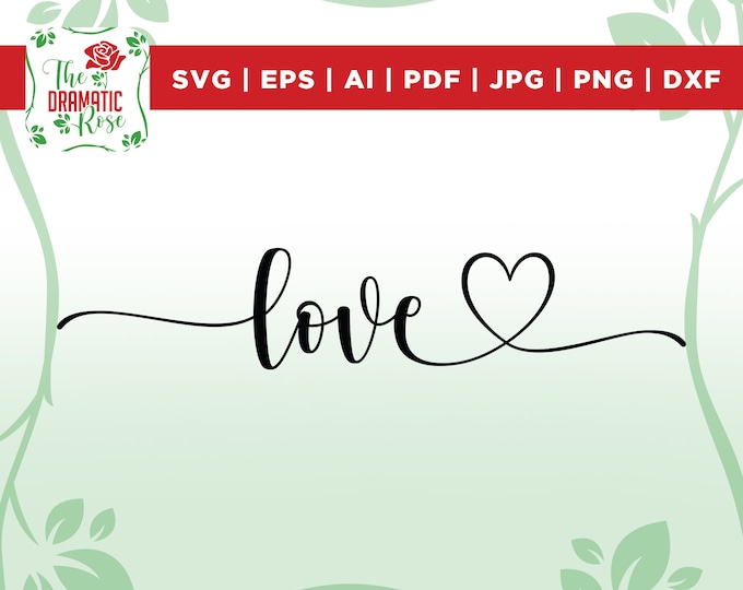 Love Script With Heart Svg Cutting File for Cricut Love Word ...