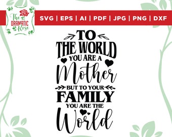 To the world you are a mother but to your family you are the world, Mutter Svg, Muttertag Svg, Mutter Geschenk Svg, Muttertag Geschenk Svg,png
