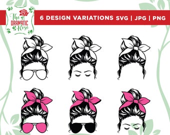 Messy Bun svg, Messy Bun Bundle, Momlife svg, mom skull svg, Mom Life svg, mom and daughter svg, Mom life Kid Life Png, gafas svg, Cricut
