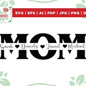 Mamá SVG, Madre svg, Día de la Madre SVG, mamá marco de nombre dividido svg, mamá svg, archivo de corte de mamá, contorno de mamá, png de mamá, silueta de corte svg, archivo de corte