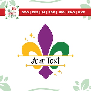 Mardi Gras Fleur De Lis Svg, Fleur De Lis Svg, Cricut, Png, Svg, sublimation, fichier coupé, Mardi Gras monogram Svg, téléchargement immédiat