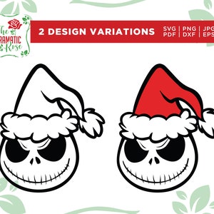 Jack Skellington SVG, Nightmare SVG with Christmas Hat skull svg, cricut, silhouette, files for cricut, holiday svg, grinch hat, Cut file