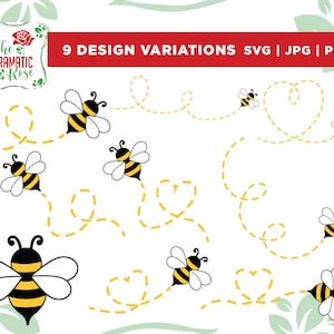 Bee path bundle SVG, Bee svg, bee bundle svg, bee png, Files for cutting machines, digital clipart, honeybee svg, bumble bee svg, heart svg,