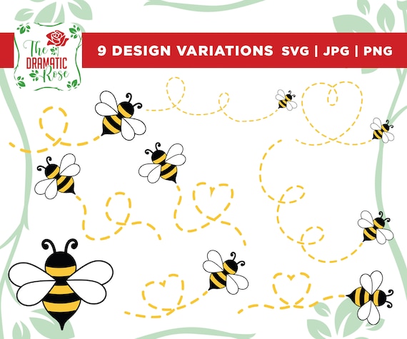 Bee path bundle SVG, Bee svg, bee bundle svg, bee png, Files for cutting machines, digital clipart, honeybee svg, bumble bee svg, heart svg,