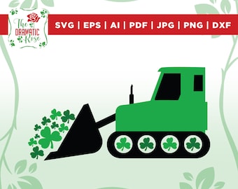 Pushin' my luck Svg, St Patrick's Day svg, Tractor Svg, Shamrock Svg, Clover Cut file, Kids Shirt Design, Svg Files For Cricut, Silhouette