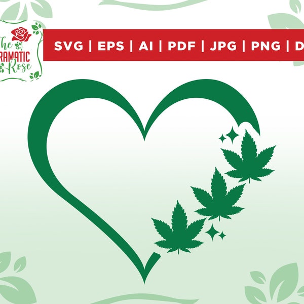 Weed Love svg, Sparkly Heart Weed Marijuana, Cannabis Lover Sublimation Design, High Rolling Tray Blunt, files for cricut, png, jpg, Eps Dxf