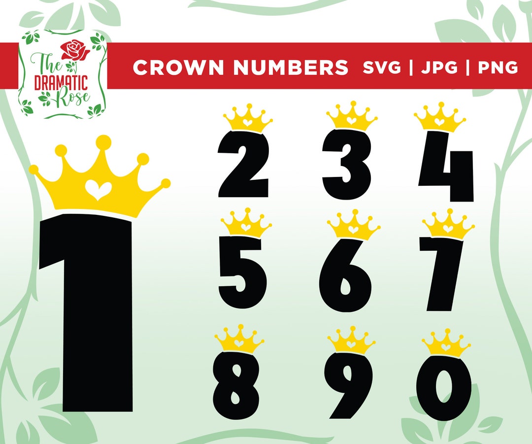 Crown Number Svg, Crown Number Vector, Numbers Svg, Crown Number, Cut
