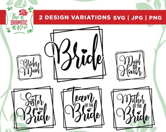 Bridal party svg bundle hand lettered, bachelorette shirt svg, bridesmaid svg, wedding svg, wedding party svg, maid of honor svg, Cut File