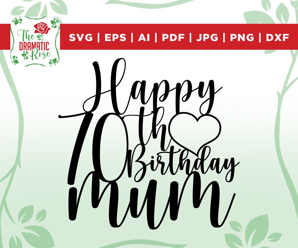 Sottobicchiere Lucido 'Happy 70th Birthday Mum' - Motivo Floreale - MDF Rigido 9x9 Cm