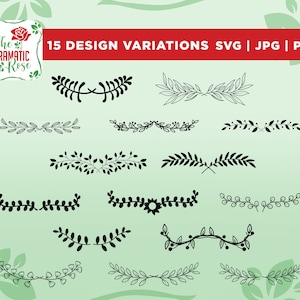 Greenery Vines svg, Greenery Vines svg Bundle, Ramo floral, SVG, PNG, divisor de hojas SVG, borde, borde decorativo, marco svg, cricut, vinilo