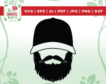 Beard Svg, Digital Download SVG, man svg, Beardiful Men, beard lover svg, mustache svg, Beard Man with cap svg, PNG, DXF,Jpg,Cricut Cut File