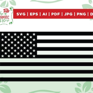 May include: A black and white silhouette of the American flag. The flag has 13 horizontal stripes and 50 white stars on a blue field.