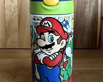 Personalized Mario Bros, Stainless Steel Water Bottle, 12oz or 15oz