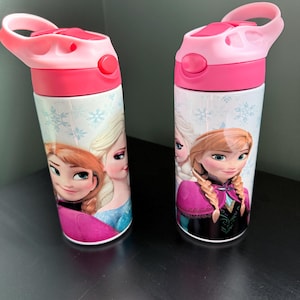 Kids 12oz Water Bottle One Click Pop Up Straw Personalized Princess, Ice Princess, Frozen image 6