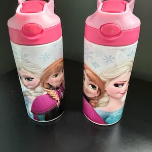 Kids 12oz Water Bottle One Click Pop Up Straw Personalized Princess, Ice Princess, Frozen image 5