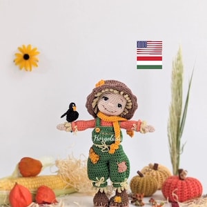 Noodle the Scarecrow doll Crochet doll pattern Amigurumi doll pattern PDF English/Hungarian