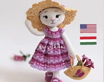 MIA the cat crochet pattern, amigurumi cat pattern, PDF pattern in English and Hungarian