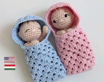 BABY DOLLS horgolt minta, amigurumi baba baba minta, PDF angol/magyar nyelven