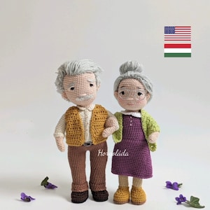 GRANDPARENTS. Crochet doll pattern pack, amigurumi doll pattern pack. PDF English/Hungarian