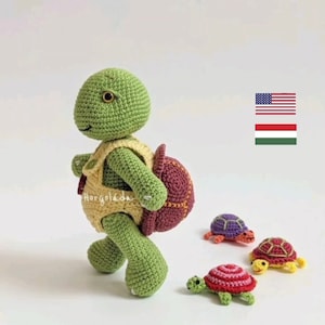 SAMMY the tortoise crochet pattern, amigurumi tortoise pattern, PDF pattern in English and Hungarian