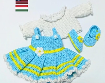 Outfit for Alice Doll Crochet Pattern. Amigurumi Doll Outfit Pattern for a doll 33 cm, for Alice Doll. (English, Hungarian)
