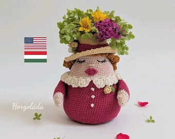 Petunia Doll/Vase Crochet Pattern Amigurumi Vase Pattern Crochet Vase Pattern PDF English/Hungarian