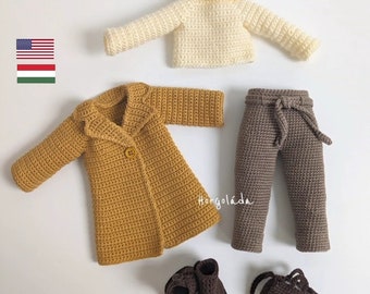 Tenue pour Lola. Modèle de vêtements de poupée au crochet. Patron de tenue de poupée Amigurumi pour une poupée de 35 cm, pour Lola (anglais, hongrois)