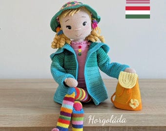 Gigi in a hoodie Crochet Doll Pattern Amigurumi Doll Pattern PDF English/Hungarian