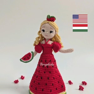 Melanie doll Watermelon doll Crochet doll pattern Amigurumi doll pattern PDF English/Hungarian