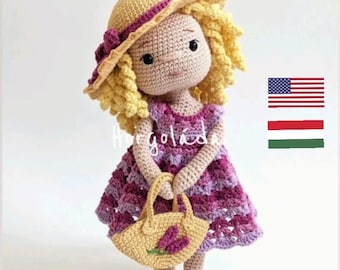 SOPHIE doll. Crochet doll pattern, amigurumi doll pattern, PDF English/Hungarian