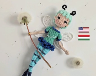 Zoe the Dragonfly Crochet doll pattern Amigurumi doll pattern PDF English/Hungarian