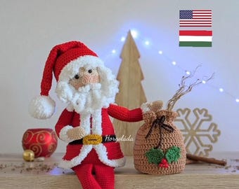 Santa Claus Crochet doll pattern Amigurumi doll pattern PDF English/Hungarian