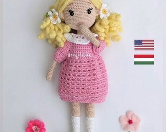 LILY doll crochet pattern, amigurumi pattern, PDF pattern in English and Hungarian