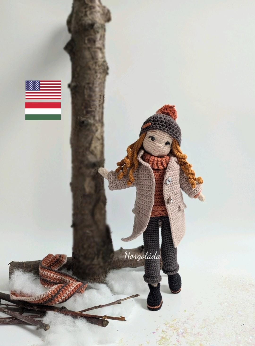 Barbi in Winterkleidung Puppen Häkelanleitung Amigurumi Puppen Schnittmuster PDF Englisch/Ungarisch