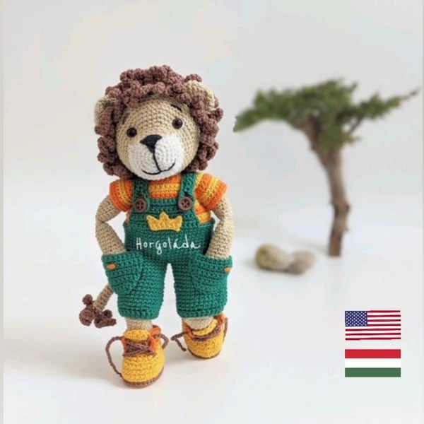 LEOPOLD the lion crochet pattern, amigurumi lion pattern, PDF pattern in English and Hungarian